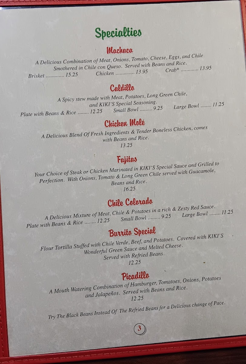 Kiki's Mexican Restaurant Menu - Image 6